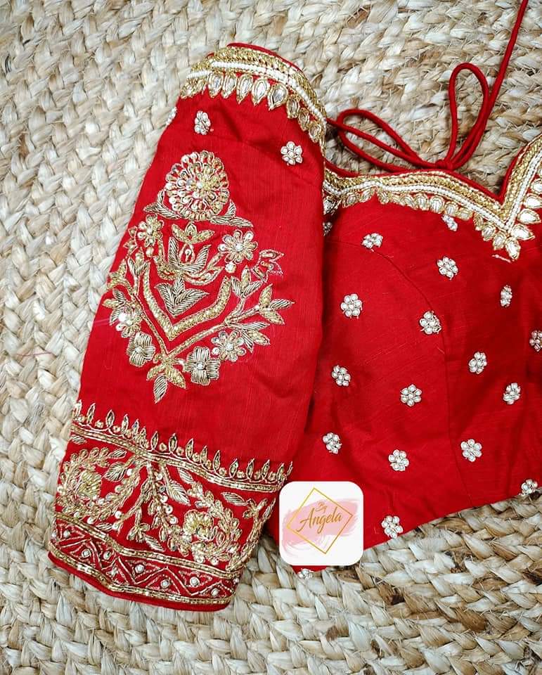 Red Coloured Heavy Pure Soft Georgette with Embroidery+Real Diamonds H –  Royskart