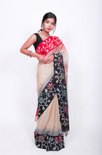 Load image into Gallery viewer, Pure Cotton saree - black and red over beige
