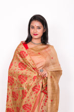 Load image into Gallery viewer, Pure Matka Saree - Red over Beige
