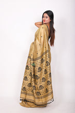 Load image into Gallery viewer, Pure Matka Saree - Black over Beige
