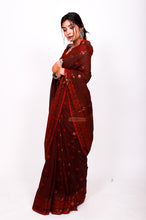 Load image into Gallery viewer, Pure cotton copper zari work - Chocolate Brown
