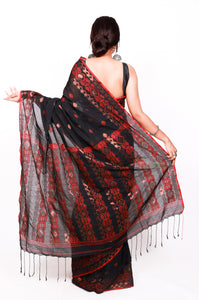 Pure cotton copper zari work - Black