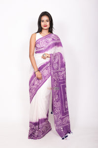 Pure cotton Batik - Mauve and White