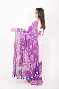 Pure cotton Batik - Mauve and White