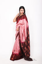 Load image into Gallery viewer, Pure matka copper zari - Brown over Dusty pink
