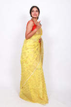 Load image into Gallery viewer, Pure cotton jamdani zari work (patli-pallu) - Yellow
