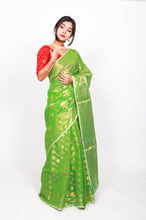 Load image into Gallery viewer, Pure cotton jamdani zari work (patli-pallu) - Green
