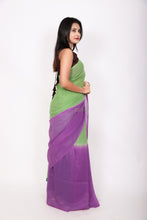 Load image into Gallery viewer, Mul cotton zari stripe - Purple and Green
