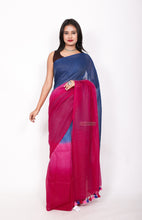 Load image into Gallery viewer, Mul cotton zari stripe - Blue and Pink
