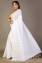 Load image into Gallery viewer, White Cotton Khesh Saree
