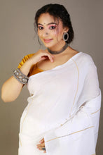 Load image into Gallery viewer, White Cotton Khesh Saree
