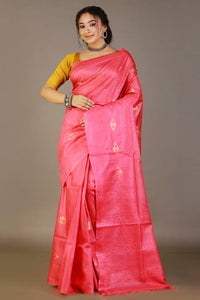 Dark-Pink Semi-Tussar Silk Saree