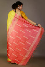 Load image into Gallery viewer, Yellow-Pink Contrast Cotton Saree
