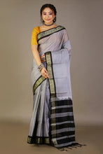 Load image into Gallery viewer, Gray-Black Bangladesi Tangile Cotton Saree
