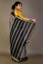 Load image into Gallery viewer, Gray-Black Bangladesi Tangile Cotton Saree
