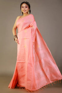 Pink Semi-Tussar Silk Saree