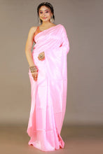 Load image into Gallery viewer, Light-Pink Licchi Silk Saree With Zari Work
