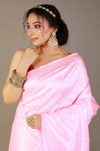 Load image into Gallery viewer, Light-Pink Licchi Silk Saree With Zari Work
