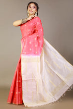 Load image into Gallery viewer, Red-Peach Contrast Silk Saree
