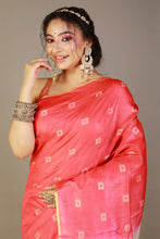 Load image into Gallery viewer, Red-Peach Contrast Silk Saree
