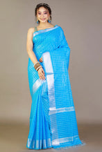 Load image into Gallery viewer, Sky-Blue Bhagalpuri Silk Saree with Zari work

