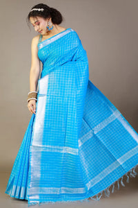 Sky-Blue Bhagalpuri Silk Saree with Zari work