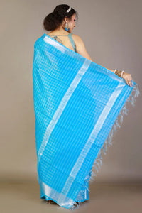 Sky-Blue Bhagalpuri Silk Saree with Zari work
