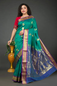 Green Bomkai Silk Saree