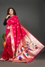 Load image into Gallery viewer, Red Paithani Silk Saree
