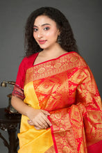 Load image into Gallery viewer, Yellow Garad Banarasi Silk Saree
