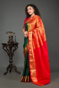 Red-Green Garad Banarasi Silk Saree