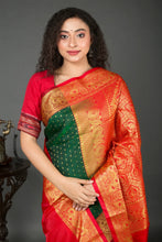 Load image into Gallery viewer, Red-Green Garad Banarasi Silk Saree
