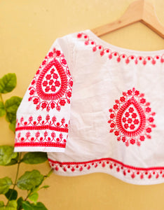 Traditional 'red and white' combination blouses