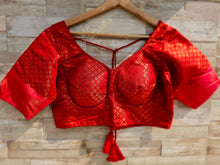 Load image into Gallery viewer, Red Semi-Silk with Copper zari
