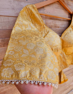 Semi-Silk Brocade Blouse with moti on sleeves