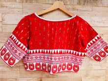 Load image into Gallery viewer, Traditional Laal-Shada Khadi Blouses, with embroidery
