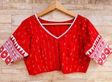 Load image into Gallery viewer, Traditional Laal-Shada Khadi Blouses, with embroidery
