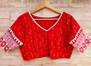 Traditional Laal-Shada Khadi Blouses, with embroidery