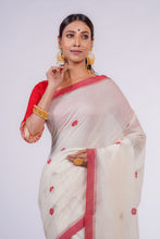 Load image into Gallery viewer, Handwoven Off-White Cotton Saree
