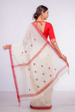 Load image into Gallery viewer, Handwoven Off-White Cotton Saree
