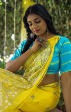 Load image into Gallery viewer, Aam Ka Sharbat Pure Mul Cotton Yellow Kantha Hand Embroidered Saree

