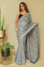 Load image into Gallery viewer, &#39;Allure&#39; Designer Chikan inspired Embroidered Georgette Saree
