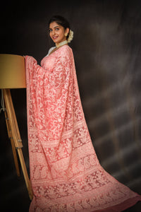 'Ameerah' Hand Embroidered Georgette Chikankari Saree