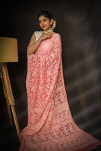 Load image into Gallery viewer, &#39;Ameerah&#39; Hand Embroidered Georgette Chikankari Saree
