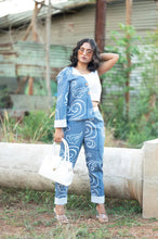 Load image into Gallery viewer, Aandhi One Sided Coat with Attached Crop Top and Trouser Co Ord Set
