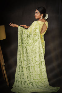 'Arshia' Hand Embroidered Georgette Chikankari Saree