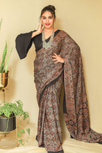 Load image into Gallery viewer, &#39;Baareekee&#39; Handcrafted Ajrakh Modal Silk Saree
