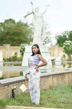 Load image into Gallery viewer, Baarish Crop Top with One Sided Sleeve and Straight Pant Co Ord Set
