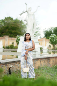Baarish Crop Top with One Sided Sleeve and Straight Pant Co Ord Set