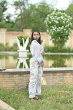 Load image into Gallery viewer, Baarish Crop Top with One Sided Sleeve and Straight Pant Co Ord Set
